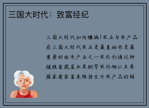 三国大时代：致富经纪
